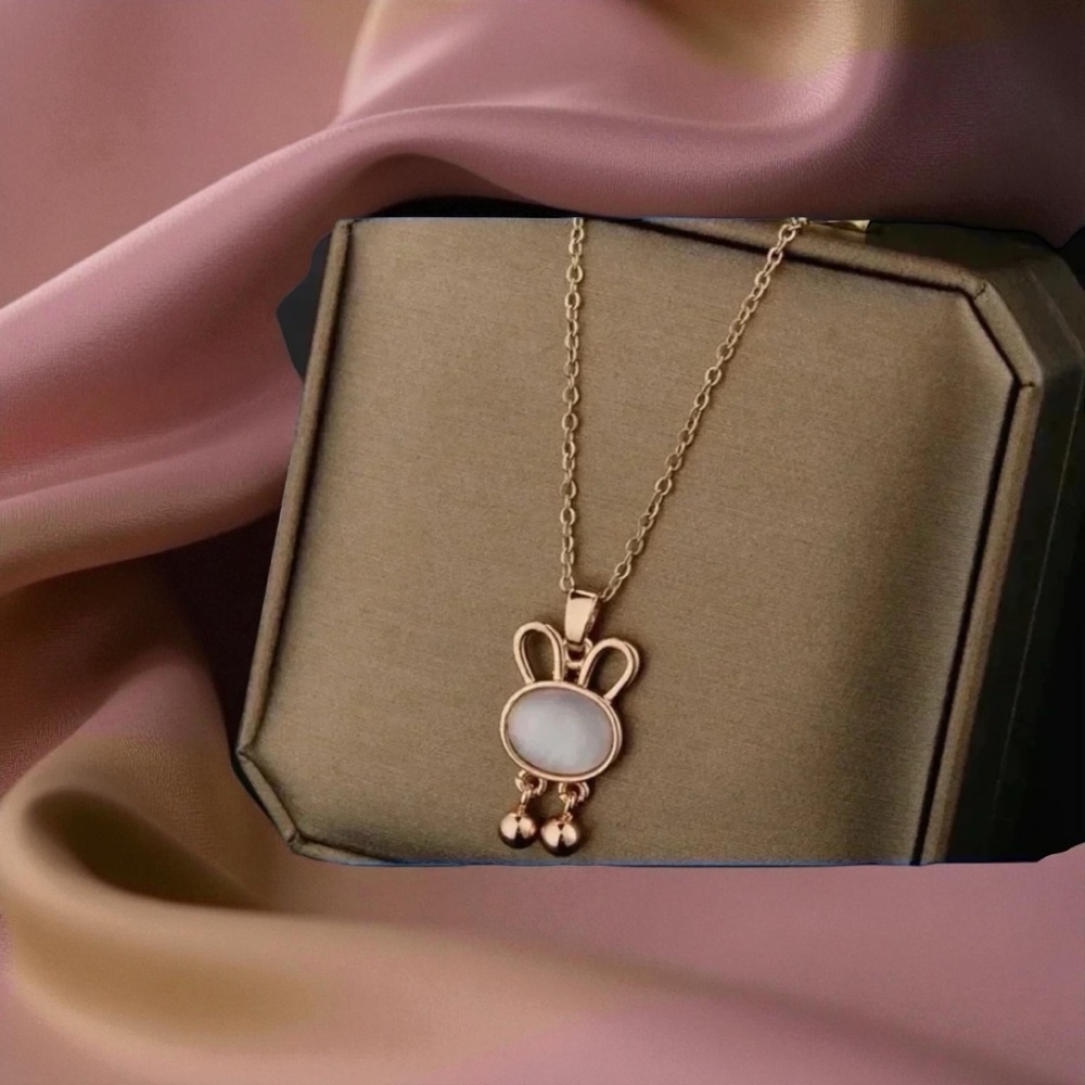 ✅NEW✅ 18K Gold Plated Titanium Steel Abstract Bunny Pendant Necklace (Rose Gold)